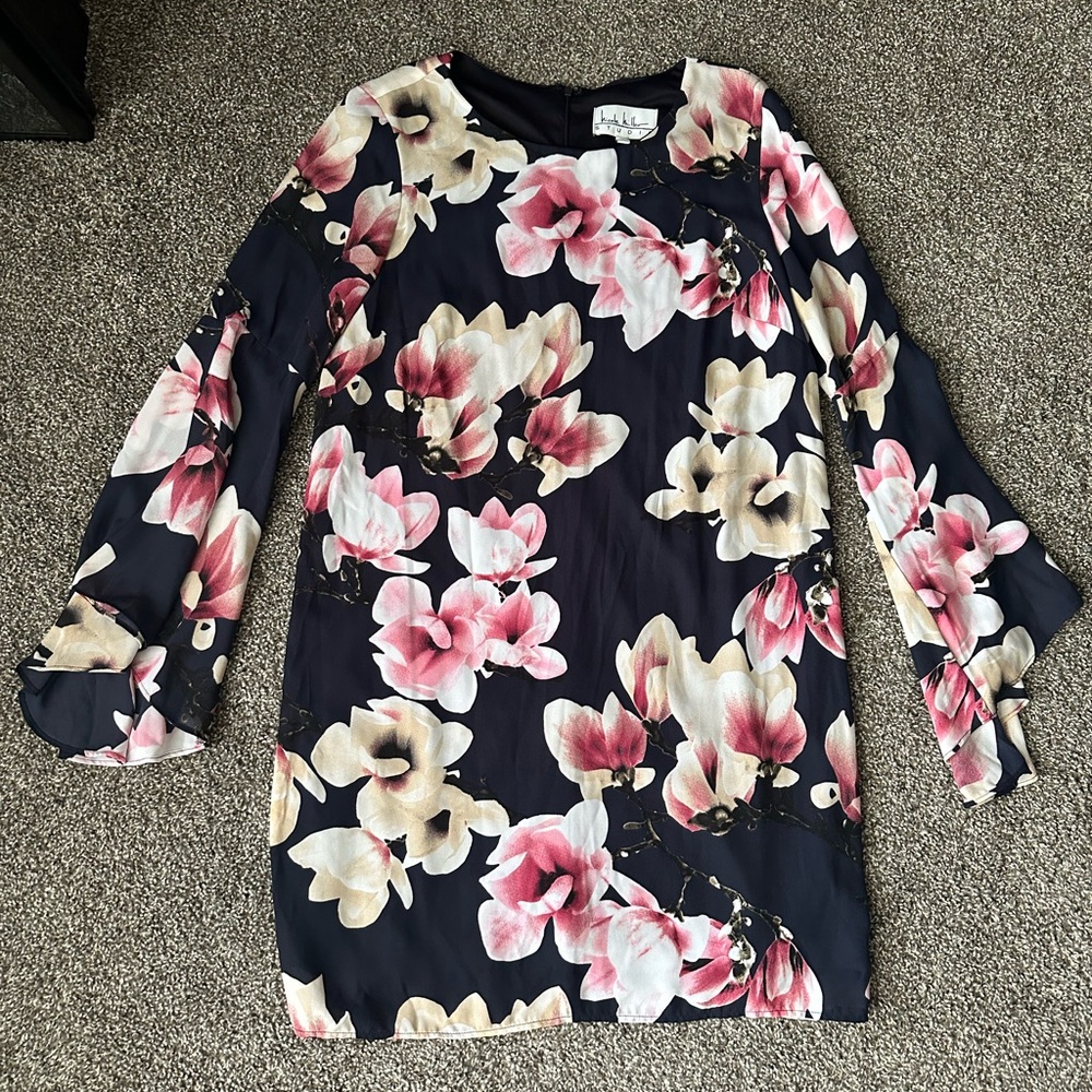 Nicole Miller Floral Long Sleeve Dress
